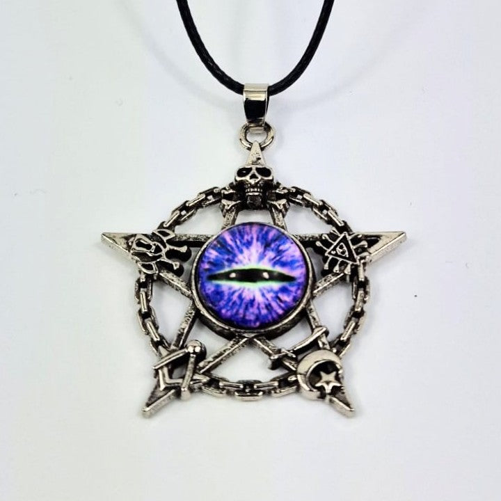 #5 Necklace - Purple Eye Pentagram