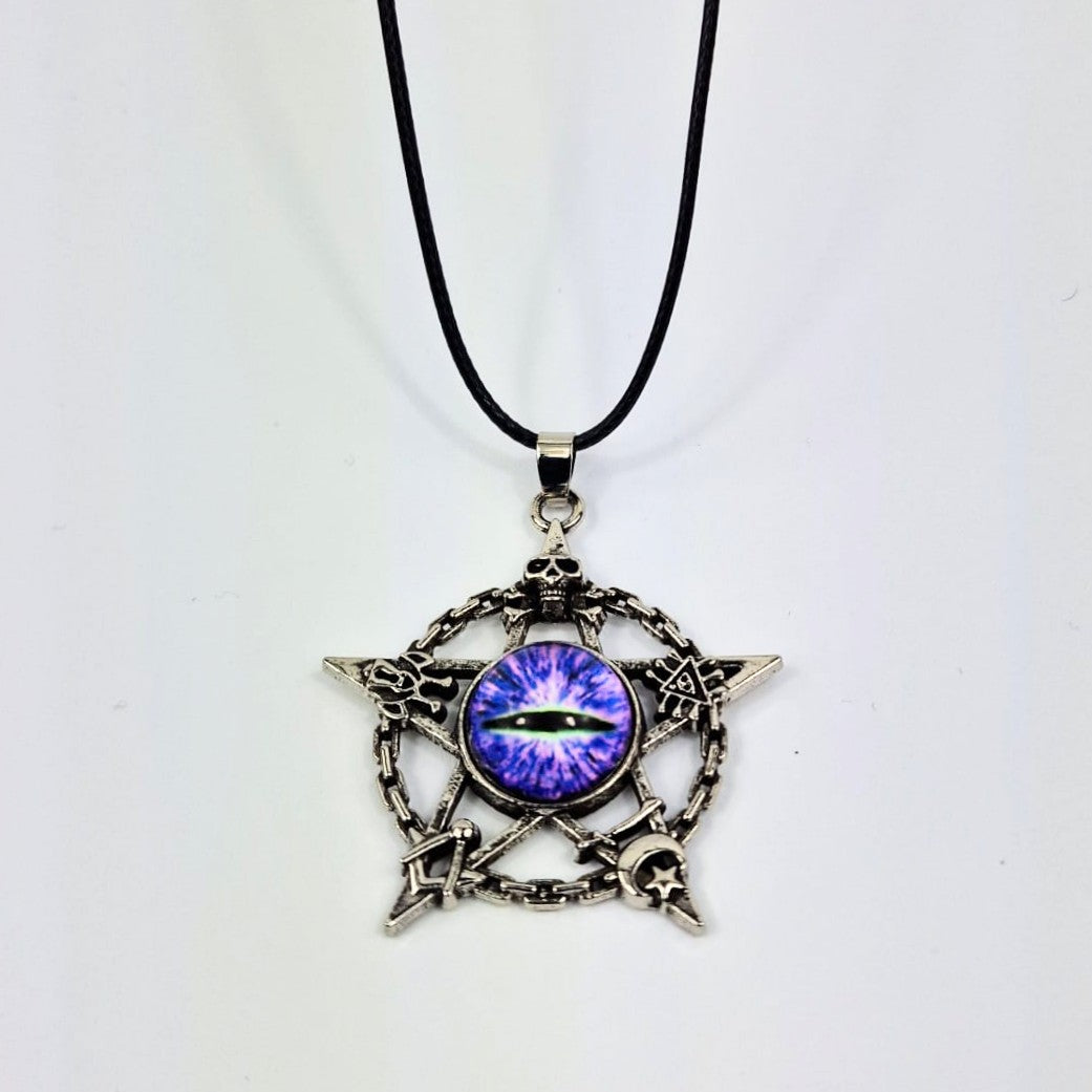 #5 Necklace - Purple Eye Pentagram