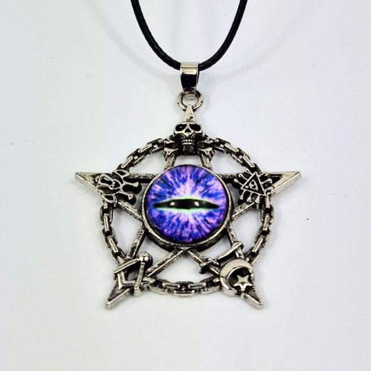 #5 Necklace - Purple Eye Pentagram