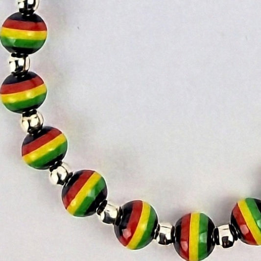 #45 Stretch Bracelet - Rasta beaded